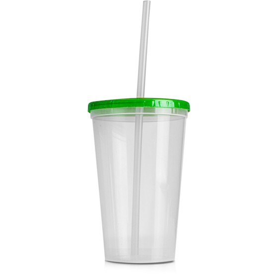 Table utensil. Glass single 550ml 14x9 cm (BPA FREE, Polypropylene) Green lid